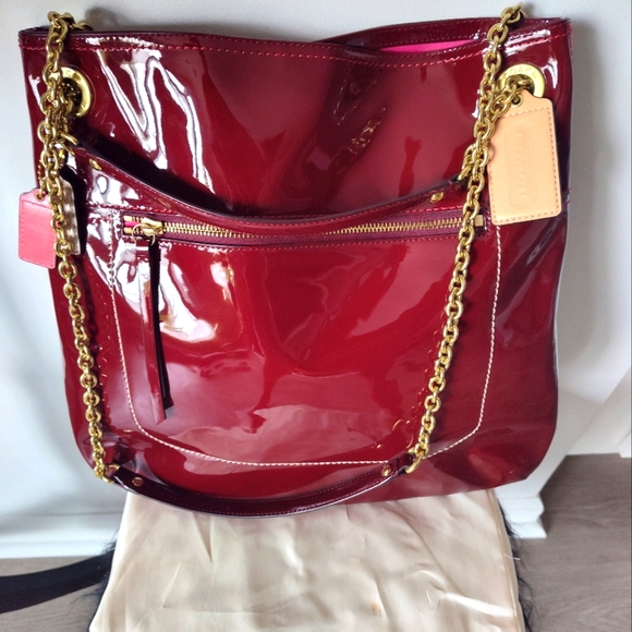 Coach Handbags - FREE SHIP! 🆕COACH HOBO Madison🍷Patent Leather Crossbody 14 W x 13.3/4 H NWT